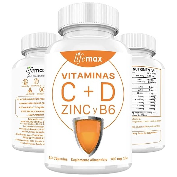 LIFEMAX Vitamina C, Vitamina D, Zinc y Vitamina B6 |