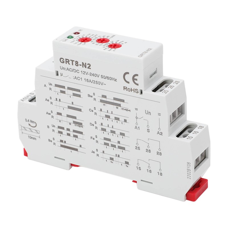 Multifunctional Time Relay LED Indicator Rail Mounting Flame Retardant Delay