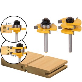 zmart Tan & Groove Router Bit 3 Tooth T Shape Board Joint Wood Milling Cutter Flooring