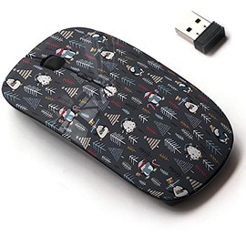 2.4G Wireless Mouse with Cute Pattern Design for All Laptops and Desktops with Nano Receiver - Christmas Cute Penguins