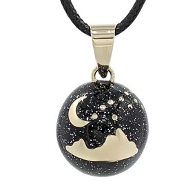 Nature Reflections Moon Over Mountains Caller Necklace (20" Black Cord with Silver Clasp)