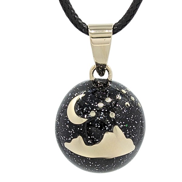 Nature Reflections Moon Over Mountains Caller Necklace (20" Black Cord