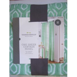 Threshold, One Sheer Curtain Panel, Teal Geometric, 54"W x 84"L