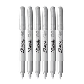 Sharpie Metallic Permanent Markers - Fine Point - Silver - Pack of 6