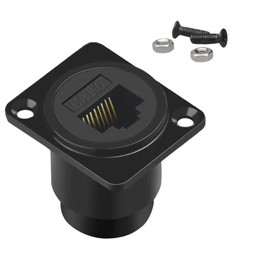 Poyiccot RJ45 Panel Mount Coupler, 1-Pack D-Type RJ45 Pass Though Connector, CAT6/CAT5E/CAT5 Female to Female LAN Network Bulkhead Extension Socket