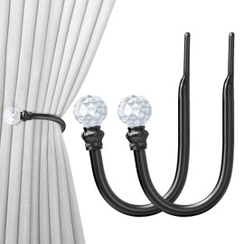 Hion 2 soportes para cortinas, color negro, para colgar en la pared, para cortinas, 2 unidades