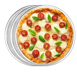 WEELOO Pizza Mesh Oven Non-Stick Pizza Tray 3pcs, 12 Inch Aluminum Mesh Baking Pan, Round Baking Pan for Oven Family Buffet Restaurant Baking