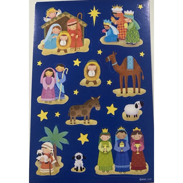 American Greetings Christmas Stickers Religious Nativity Scene Stickers, 1 Sheet