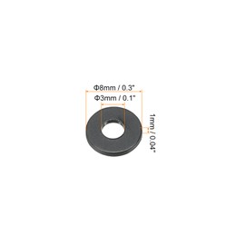 PATIKIL M3 Nylon Flat Washers 80 Pack 3 mm ID 8 mm AD 1 mm Thick Sealing Rings Washers Sealing Ring for Tap Pipes Water Hose Fastener Bolts Black