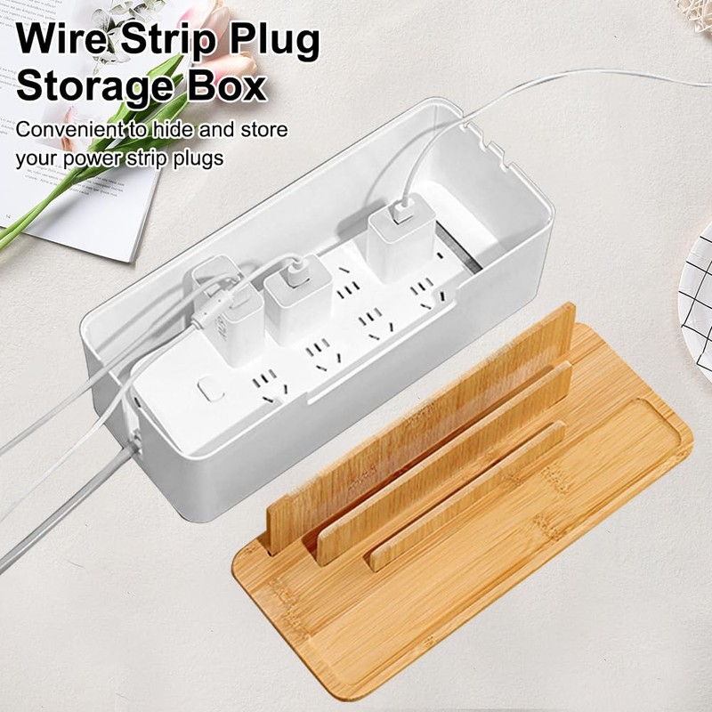 Cable Box, Cable Organiser with Lid, Storage Box Made of