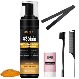 Lace Tint Melting Hair Mousse, 6.8 fl oz Lace Tint Mousse for Women Hair Wigs Lace Wigs Toupees and Hairpieces Natural Finishing Lace Color, Lace Tint for Wigs Tool Set (Light Brown)