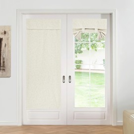 KGORGE 100% Blackout Linen Door Curtain for Glass Door, French Door Shades for Large Window Bedroom Living Room Kitchen Doorway Curtains Adhesive Top, W26 x L80 inches, Linen, 1 Panel