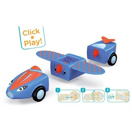 Toddys by siku 0133 Bill Breezy 3-Piece Jet Plane with Light and Sound, Interlockable, Includes Movable Toy Figure, High-Quality Flywheel Motor, Blue/Orange, 12 Months and Above