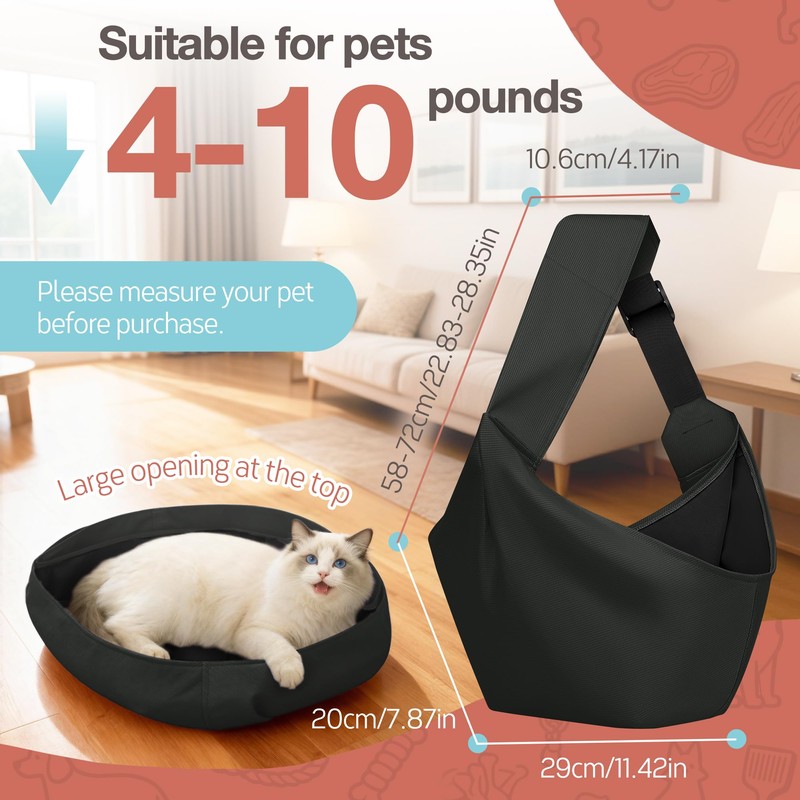 YUDODO Adjustable Dog Sling Carrier for Small Dogs, Puppy Crossbody