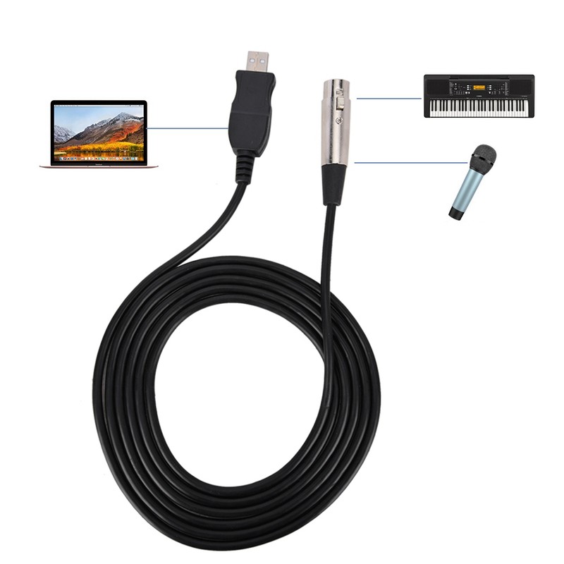 Microphone Link Adapter Cord XLR Female to USB MIC Link