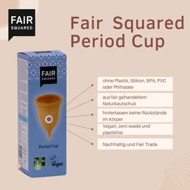 FAIR SQUARED Size M Period Cup Menstruationstasse Menstruationsbecher - Naturreine Menstruationstasse aus Naturkautschuk aus fairem Handel - vegan und Zero Waste