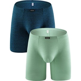 IKINGSKY - Calzoncillos tipo calzones transpirables de pierna larga para hombre, sexy, sin subidas, sin costuras, para debajo de las bragas, Paquete de 2, X-Large