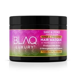 Blaq Luxury Sage & Lychee Hair Masque Treatment for Stronger, Healthier Hair - Biotin Infused, Promotes Growth & Moisture Retention, All Types, 10oz