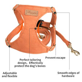 No Pull Small Dog Harness with Multifunction Dog Leash,Lightweight Soft Adjustable No Choke Escape Proof Pet Harness Vest Pet Harness Vest,Orange,S