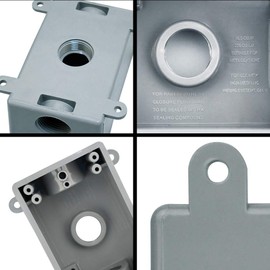 YXX-TECH Single-Gang Electrical Box, Suitable 1/2-Inch or 3/4-Inch Electrical Conduit Weatherproof Outdoor Switch/Outlet Box, UL Listed，Plastic Junction Box Outlet（2PCS）