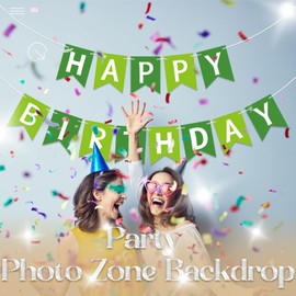 Oeyliz Happy Birthday Banner Birthday Decorations Happy Birthday Sign Party Backdrop Decor Party Supplies Hanging Garland Wall Decor (Green)