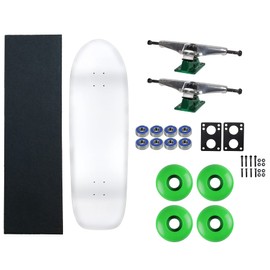 Moose Old School 80's Skateboard Complete 33" White with Hollow 7.0 Silver/Green Trucks, 58mm Green Wheels
