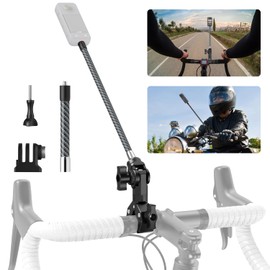 Bike Motorcycle Handlebar Mount for Insta360, Third-Person Bicycle Handlebar Selfie Stick Clamp Mount with 360°Rotation Compatible with Insta360 X4 X3 X2 X ONE, GoPro, Perfect for Shooting Bike Video