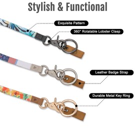 MNGARISTA Neck Lanyard for Keys, Floral Key Lanyard for Women, Durable ID Lanyards with Keyring and Clasp for ID Badges, School ID or Wallets, Hawaii