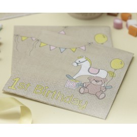 Ginger Ray 1st Party Paper Napkins Rock a Bye Baby First Birthday, 16 Pack