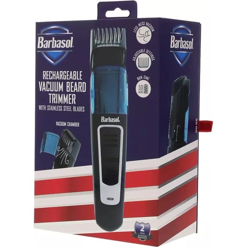 Barbasol Cordless Vacuum Beard Trimmer 10 Adjustable Guide Settings New