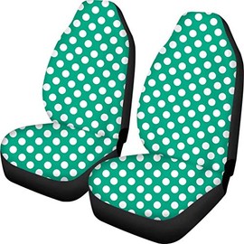 Dellukee Polka Dot Car Seat Cover Solid Color Polka Dot Universal 7pc Front Car Seat Covers Protectors for Most Car Truck SUV Van