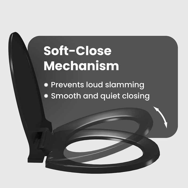 "vidaXL Soft-Close Toilet Seat in Black Polypropylene, Quick-Release Design and