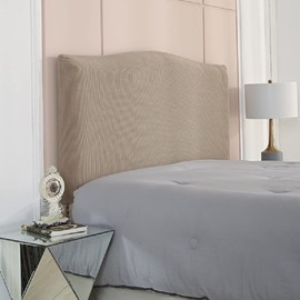 Abeibei - Funda elástica suave para cabecero de cama, color sólido, a prueba de polvo, para decoración de recámara matrimonial, tamaño Queen King, color bronceado, longitud de cabecera King (74-82