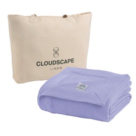 Luxury Cotton Blankets for Twin Size Bed | All-Season 100% Cotton Twin Blanket for Bed | Herringbone Lightweight, Soft & Cozy Fall Thermal Blanket - Lavendar Blue