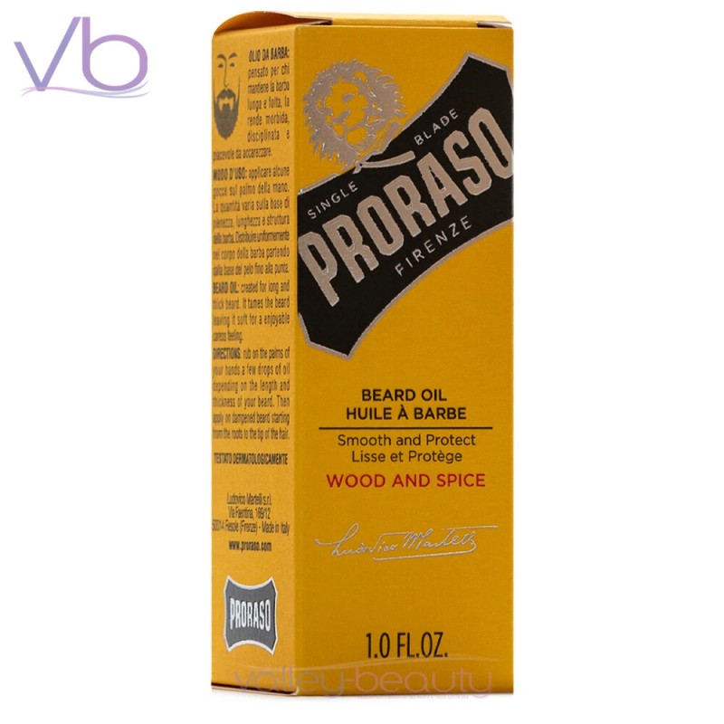 Aceite italiano para barba y bigote PRORASO de una sola