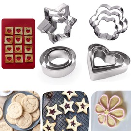 Cookie Cutters Pastry Cutters, 12 Pcs Metal Cookie Cutters Heart Star Circle Flower Shaped Mould