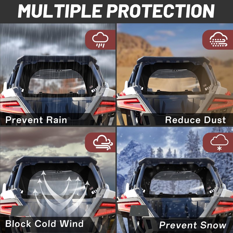 StarknightMT RZR Pro XP Soft Rear Windshield Compatible with 2020-2025