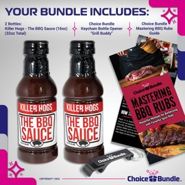 Killer Hogs The BBQ Sauce Memphis Style 2 pk (32 oz) Great to Dip Toss Glaze & More + Barbecue Masters & Bottle Opener (4 Items)!