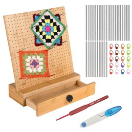 Crochet Blocking Board 8 inch Suit, Wooden Crochet Blocking Board and 30 Pins, Granny Square Blocking Board, Knitting Blocking Board with Drawers,Blocking Boards for Crochet and Knitting Projects