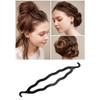 6PCS Black Plastic Bun Maker Double Hook Hair Styling Hairpins