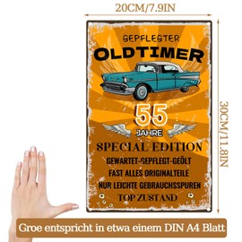 Tin Sign 55 Birthday Sign 55 Years Classic Gifts for the 55th Birthday Man Funny Birthday Sign 55 Gift Idea for 55th Anniversary - Vintage Metal Sign 20 x 30 cm