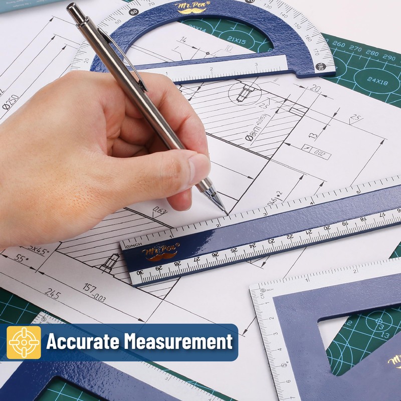 Mr. Pen- Wooden Geometry Set, 4 Pack, Triangle Ruler Set