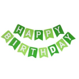Green Happy Birthday Banner Greenery Theme Birthday Party Supplies Signs Party Decorations Green Bunting Banner