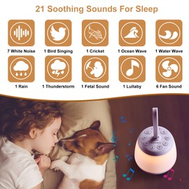 Upgraded Travel White Noise Sound Machine for Baby Adult, Portable Sleep Machine with Night Light and 21 Soothing Sounds, Timer and Memory Function, for Home Office Yoga Meditation Relaxing