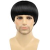Black Mushroom Wig for Men Short Bowl Cut Wigs for