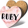 1 x Heart Coaster - Name Ruby Marble Stone Texture