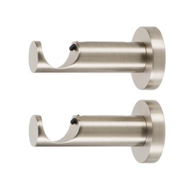 Ivilon Ceiling or Wall Mount Curtain Rod Brackets Holders for Curtain Rods of 7/8 and 1 Inch Diameter. Set of 2. Color Brushed Nickel