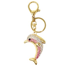 Honbay 1PCS Crystal Rhinestone Dolphin Keychain Cute Sparkling Animal Key Chain Purse Handbags Bag Backpack Charms in A Box for Gifts (Pink)