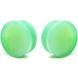 So Scene Mint Green Opalite Glass Ear Plug gauges (14mm- 9/16 inch)