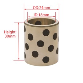 Sinoblu Sleeve Bearings 18mm ID x 24mm OD x 30mm L – Graphite Brass Bushing for Oil-Free Self-Lubricating Applications – Wear Resistant for Industrial Equipment